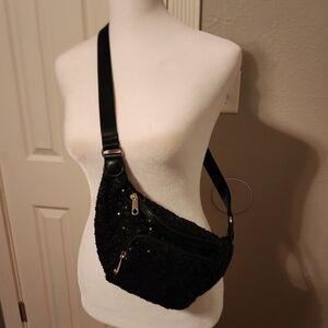 Black Sequin Bum Bag, NWOT